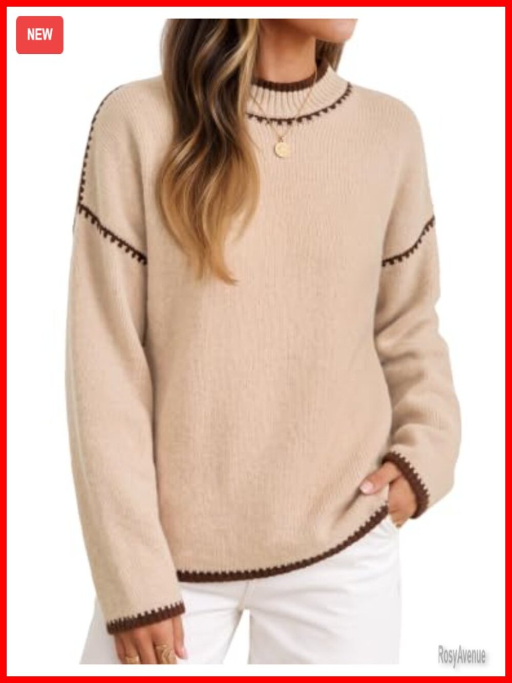 Womens Mock Neck Oversized Knit Sweater Soft Cozy Pullover Fall Winter